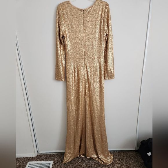 Tadashi Shoji Gold Sequin Maxi Dress - Picture 8 of 10